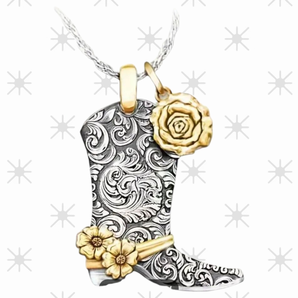 NEW Gold and Silver Boot Pendant Necklace